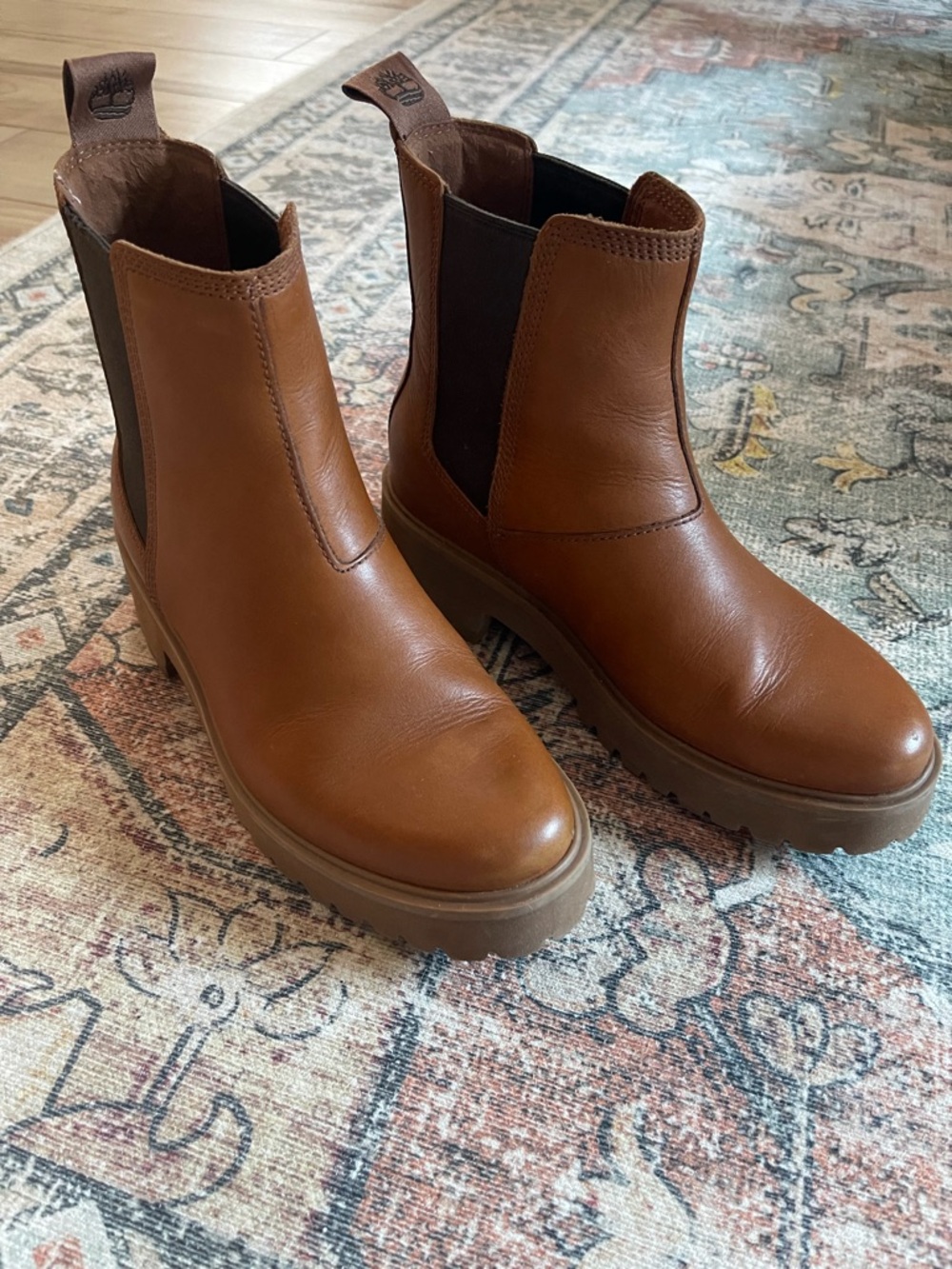 Timberland Chestnut Leather Chelsea Lug Ankle Boots